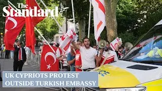 UK Cypriots protest outside Turkish embassy on 50th anniversary of invasion