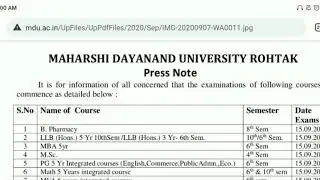MDU new notifications about exams || Naveen Dahiya