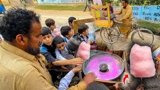 Chini Ka Lacha Street Style Candy Floss | Sugar Cotton Candy | Childhood Street Food In Pakistan