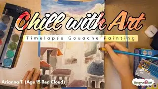 Chill with Art Timelapse Gouache Painting by Arianna T. | Hongyun Art | Cupertino Art School