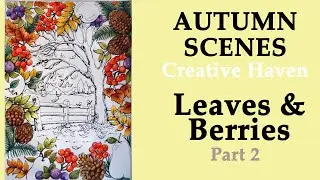 Leaves & Berries. Part 2 #Coloring in Creative Haven 'Autumn Scenes' #adultcoloring #derwentinktense