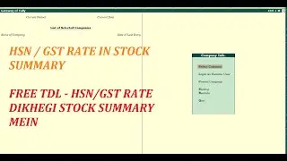 HSN CODE IN STOCK SUMMARY | TDL | EASY CONFIGURATION