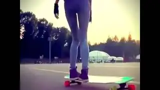 Longboard. A Korean girl.
