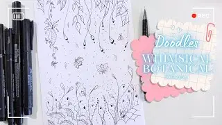 Relaxing Ink Drawing: Whimsical Botanical Doodles & Cute Insects