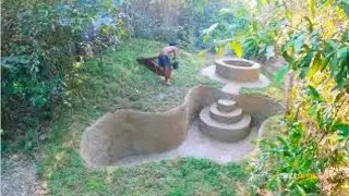 Build The Most Beautiful Swimming Pool Underground Tunnel Shelter, Solo Jungle S_Full-HD