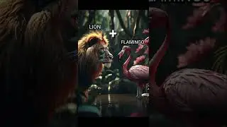 Majestic Hybrid: The Lion and Flamingo Fusion 🦁🦩  #lion #animals #ai #shorts