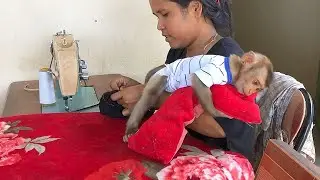 Very Lovely! Little Jason So Sweet Manner Hugging Mom While Sewing New Pants