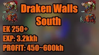 Draken Walls Sul / South, Hunt EK lvl 250+ (Exp: 3.2+kk/h, 150%, Profit: 450~600k/h).