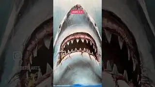 &ldquo;Brucetta&rdquo;9&rdquo; x 12&rdquo;Acrylic and ink. Celebrating JAWS 50th Anniversary. 🎨🎥🦈 www.hebetsarts.com