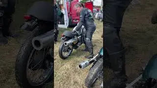 Skerries100Sprint&rsquo;24 / Brian O&rsquo;Neill getting the Manx Norton going.#Norton motorcycles