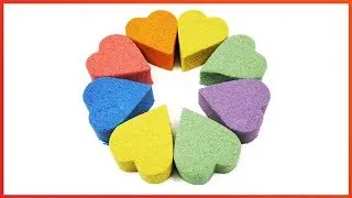 Learn Colors with Rainbow Kinetic Sand Heart Mold. Songs for Kids