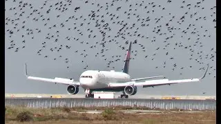 DELTA AIRLINES Boeing 767-300 arrives at San Francisco from Atlanta on a reverse operations day