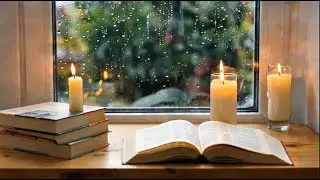 Cozy Rainy Window Ambience | Candlelight, Books & Soft Rain for Deep Focus & Relaxation