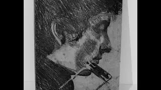Ulrich Brauchle macht eine Radierung /etching in progress zur K&uuml;nstlermappe BOB DYLAN 1965