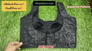 Padded Blouse, Boat Neck Blouse, Sleeveless Blouse, Sequence Blouse Pattern, Blouse Wholesaler