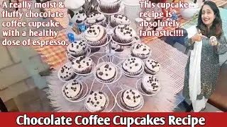 Chocolate coffee cupcake recipe|Really moist & fluffy coffee cupcake with a healthy dose of espresso
