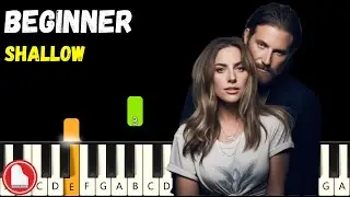 Shallow 💞 Lady Gaga & Bradley Cooper 💞 EASY Piano Tutorial (MIDI + Sheet Music)