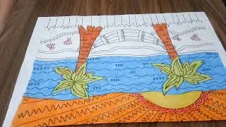 Color The Picture Of A Beautiful Sunrise Scene On The Beach With Trees And Golden Sand 20 -Game Over