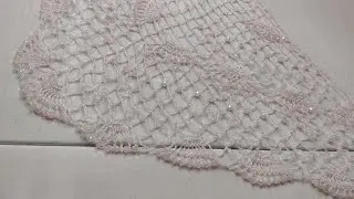 como realizar chal o velo a crochet .. velo abanicos con piedra cristal 