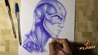 Dibujo de FLASH con BOLIGRAGO 😱 Realista a Lapiz -Dibujando a Flash