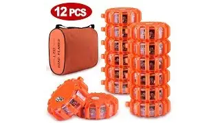 Tobfit 12 Pack LED Road Flares Emergency Lights Roadside Safety Beacon Disc Flashing Warning Flare