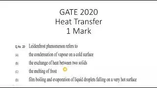 GATE 2020 Heat Transfer | Chemical engineering (CH)|  #GATE| #GATEchemicalengineering