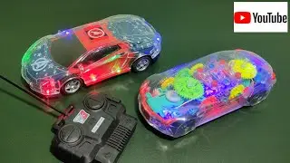 Captain America Rc car unboxing and testing!! Transparent gear light car!! Rimote control Toy car!!