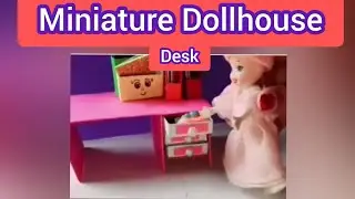 Toy reading Table set stationery Organizer With Paper | School supplies | Miniature Dollhouse Desk