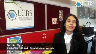 Ratnika Vyas student of LCBS PGDLM 15 16 Batch Placed with Kama Ayurveda