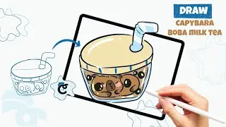 How To Draw a Capybara Boba Milk Tea (Step-by-step)
