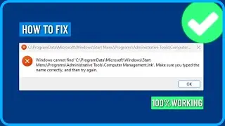 Fix Windows Cannot Find Computer Management.lnk When Right Click on This Pc Manage in Windows 11