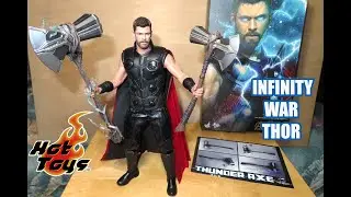 1/6 Hot Toys AVENGERS INFINITY WAR THOR & Bad Tomato STORMBREAKER Thunder Axe unboxing & review!