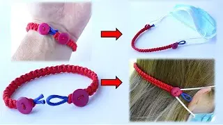 Turn Your Bracelet into the Face Mask Ear Saver - DIY Cobra Knot/Button Closure Macrame Bracelet
