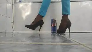 Crush RedBull can under my heels