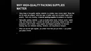 How Quality Removal Packing Supplies in London Make Moving Stress-Free