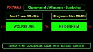 WOLFSBURG - HEIDENHEIM: 18. Spieltag der Bundesliga - Fu&szlig;ballsaison 2025/2026