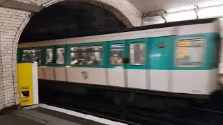 M&eacute;tro ligne 7 d&eacute;part d'un MF77 &agrave; la station Sully-Morland en direction de La Courneuve-8-Mai-1945