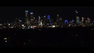 Austin Downtown Majestic Skyline from Barton Springs Pool..