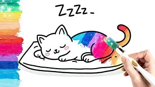 Cute Sleeping Cat Drawing 🐱💤 | Easy Drawing for Kids