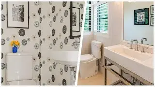 75 Mid-sized Mid-century Modern Powder Room Design Ideas You'll Love ⭐