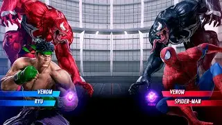 Carnage & Ryu vs Venom & Spiderman (Very Hard) | 4K UHD Gameplay