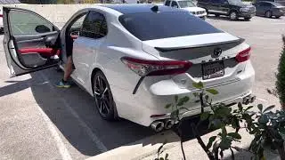 2018 Toyota Camry XSE V6, the difference between stock exhaust and Magnaflow quad exhaust.