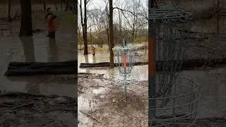 Trick shot: Putting from WAIST DEEP WATER!!! #discgolf #trickshot #flood #discgolfeveryday