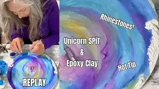 #new #wip #unicornspit #epoxyclay #rhinestones #painting #texturedart