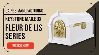 Gaines Keystone Fleur De Lis Series Mailbox - White with Polished Brass Accents