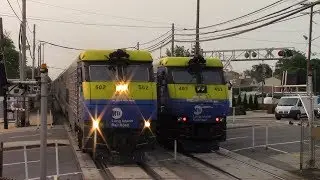 LIRR #9213 & #9212 Meet at Bethpage during the Cherry Lane Bridge Project