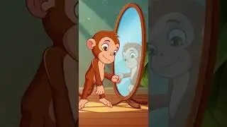 Monkey vs Mirror #shorts #cartoon #2danimation #monkeyfun #funnyanimals #viralvideo