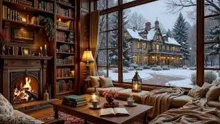 Late Night Winter Jazz Piano ☕🔥 Relaxing Coffee Shop Ambience for Work & Chill