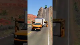 Trucks & School Bus vs Log Trap - BeamNG.drive #beamngdrive #beamng #game #car #truck #bus #shorts