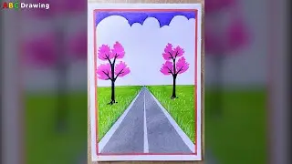 Beautiful Road Scenery Drawing | Easy Landscape Art for Beginners | Step by Step Tutorial